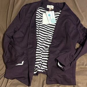 Skies Are Blue Purple Blouse with Striped Lining